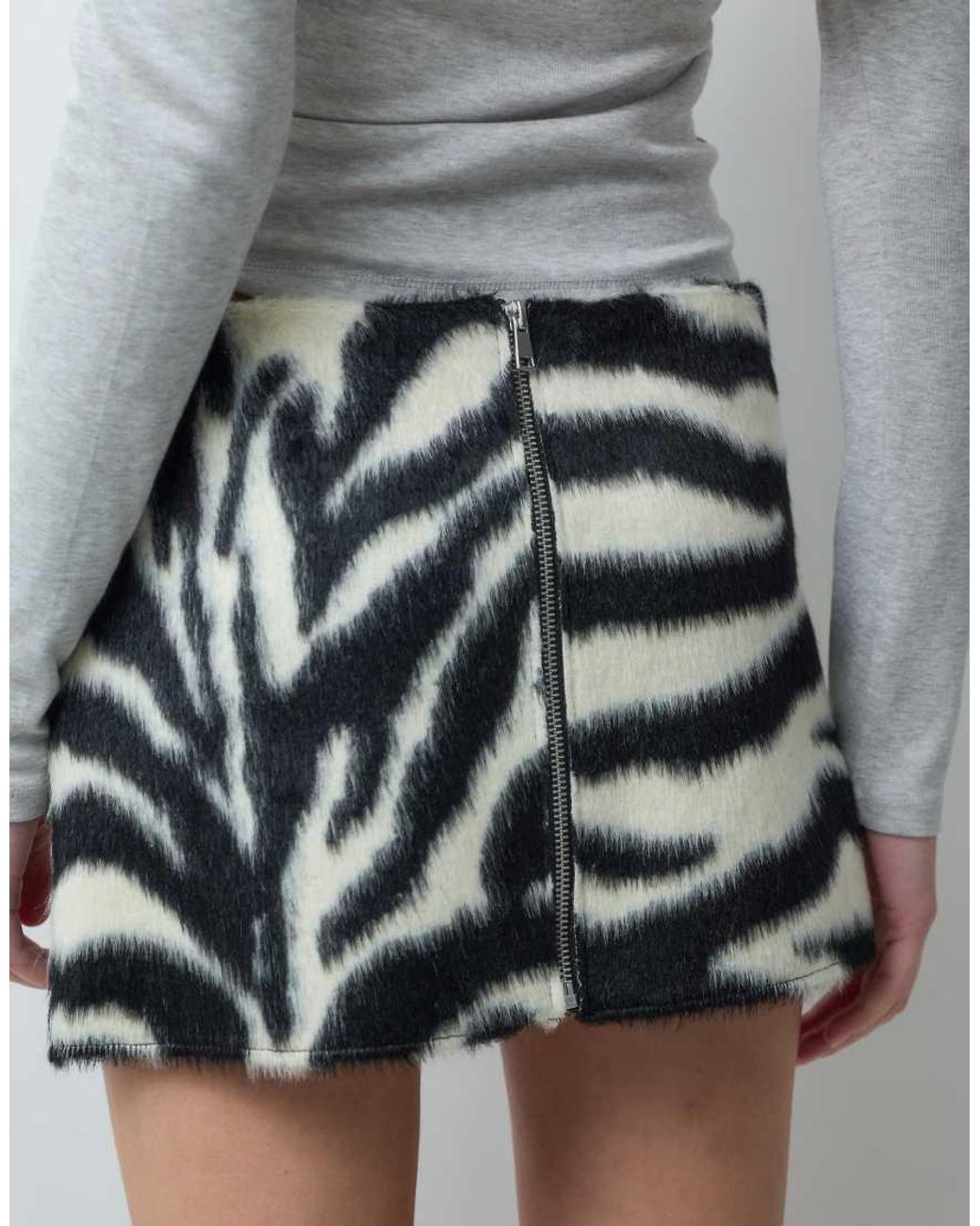Mango Gray Pony Hair Mini Skirt Set