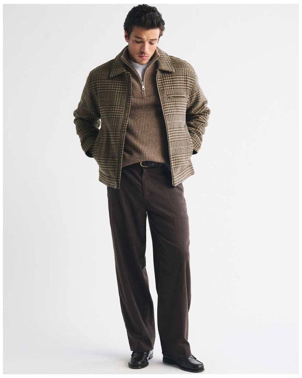 Abercrombie & Fitch Brown Wool-Blend Zip Jacket for men