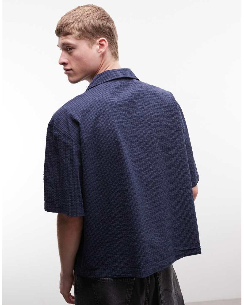 Weekday Blue Oversized Short Sleeve Shirt for men