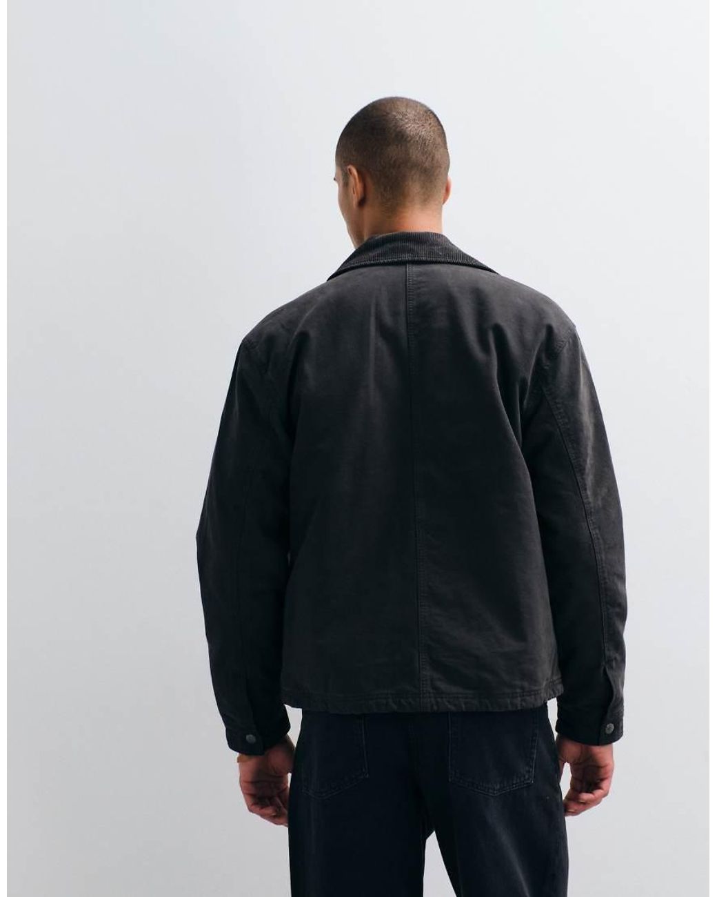 Abercrombie & Fitch Blue Zip Up Canvas Worker Jacket for men