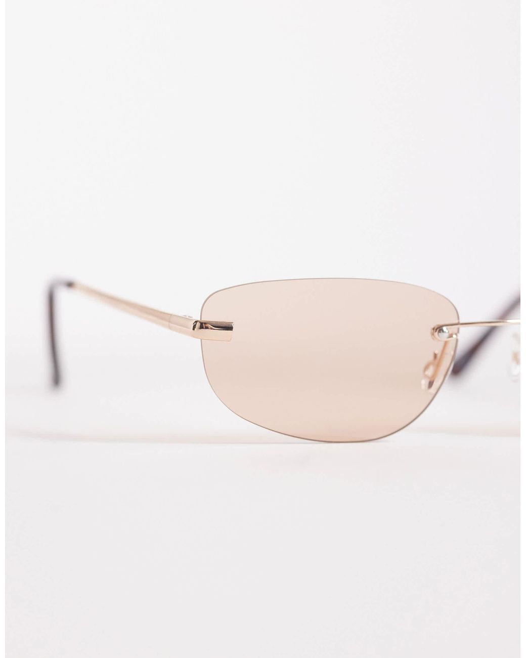 ASOS Natural Rimless Rectangle Sunglasses for men