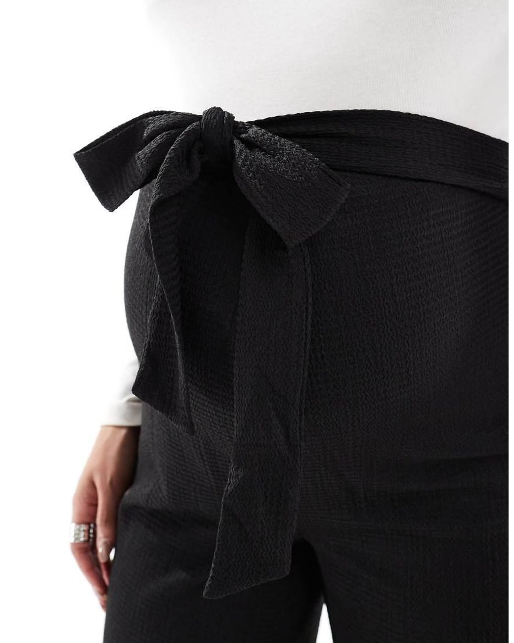 Mama.licious Blue Mamalicious Tie Waist Detail Wide Leg Jersey Trouser