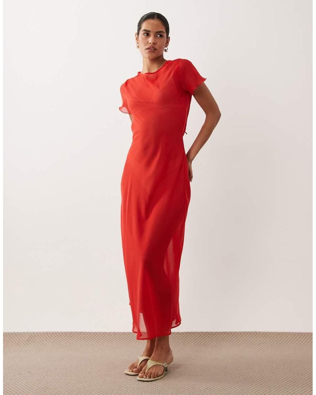ASOS Red Cowl Back Maxi Dress