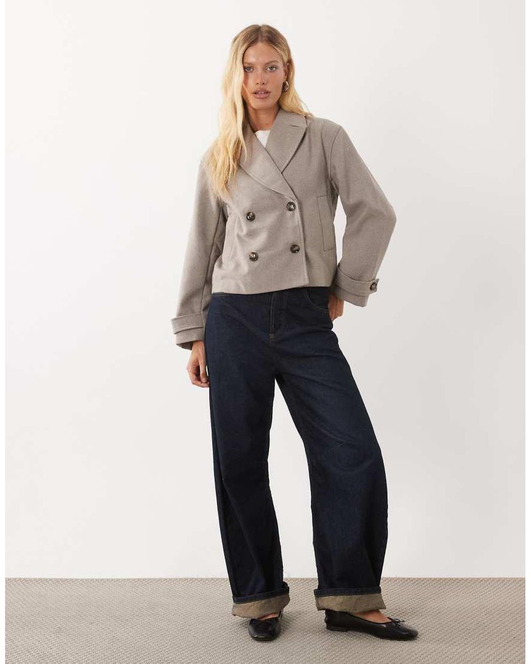Mango Natural Teen Wool Mix Cropped Trench