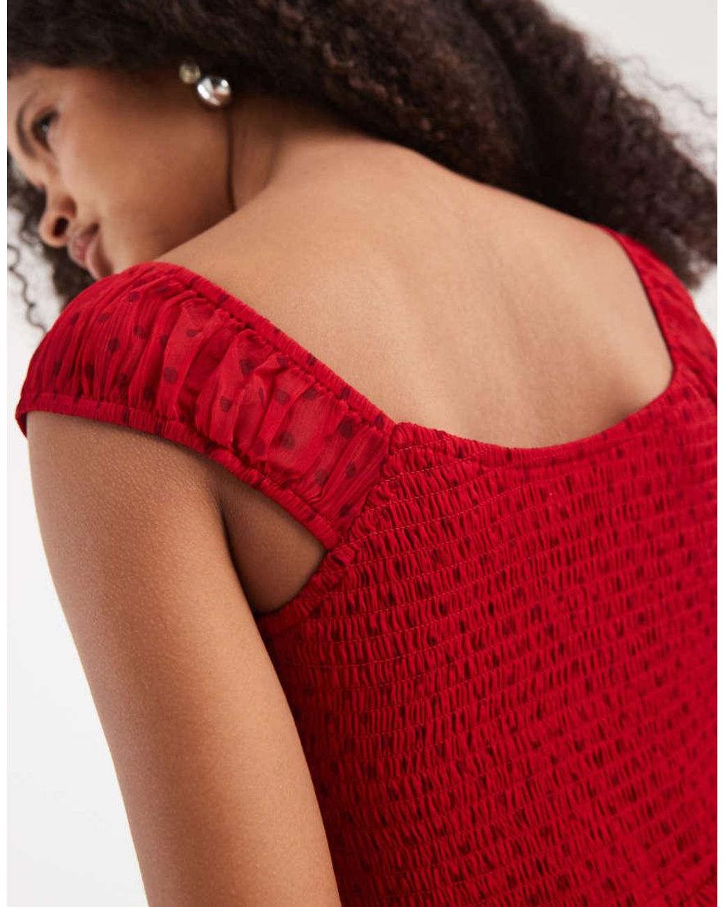 Hollister Red Square Neck Chiffon Mini Dress