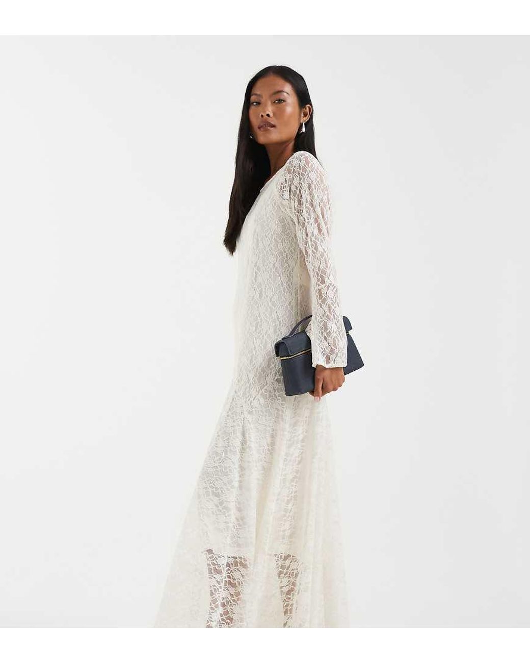 Vero Moda All Over Floral Lace Boho Maxi Dress With Godet Skirt in White