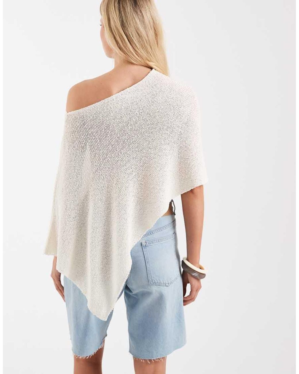 ASOS White Knitted Slub Cape
