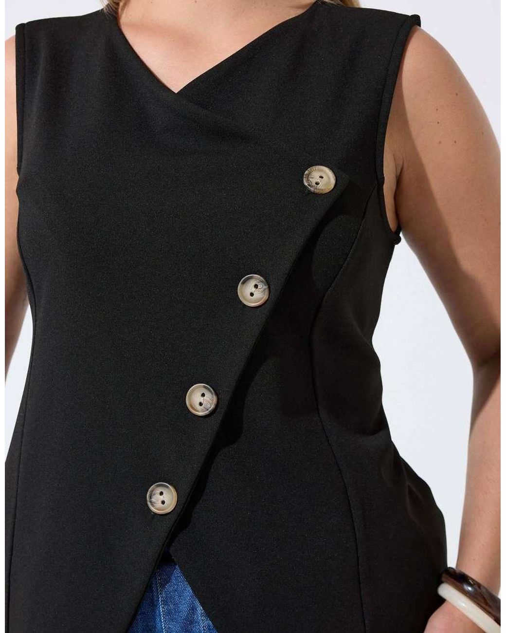 Yours Clothing Blue Asymmetric Button Waistcoat