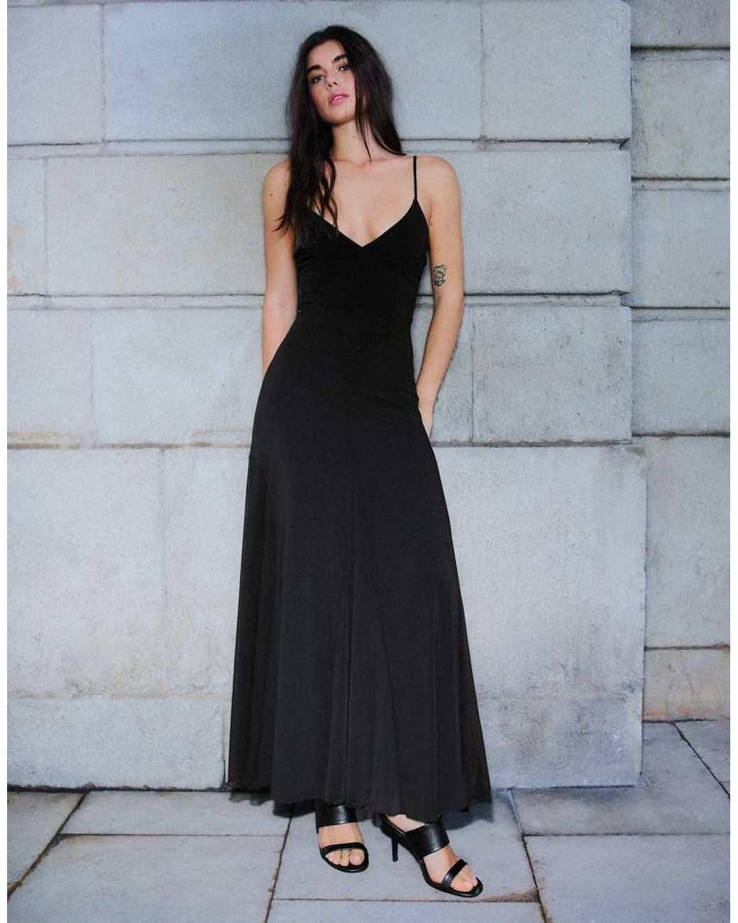 Bershka Blue Long Combined Strap Dress