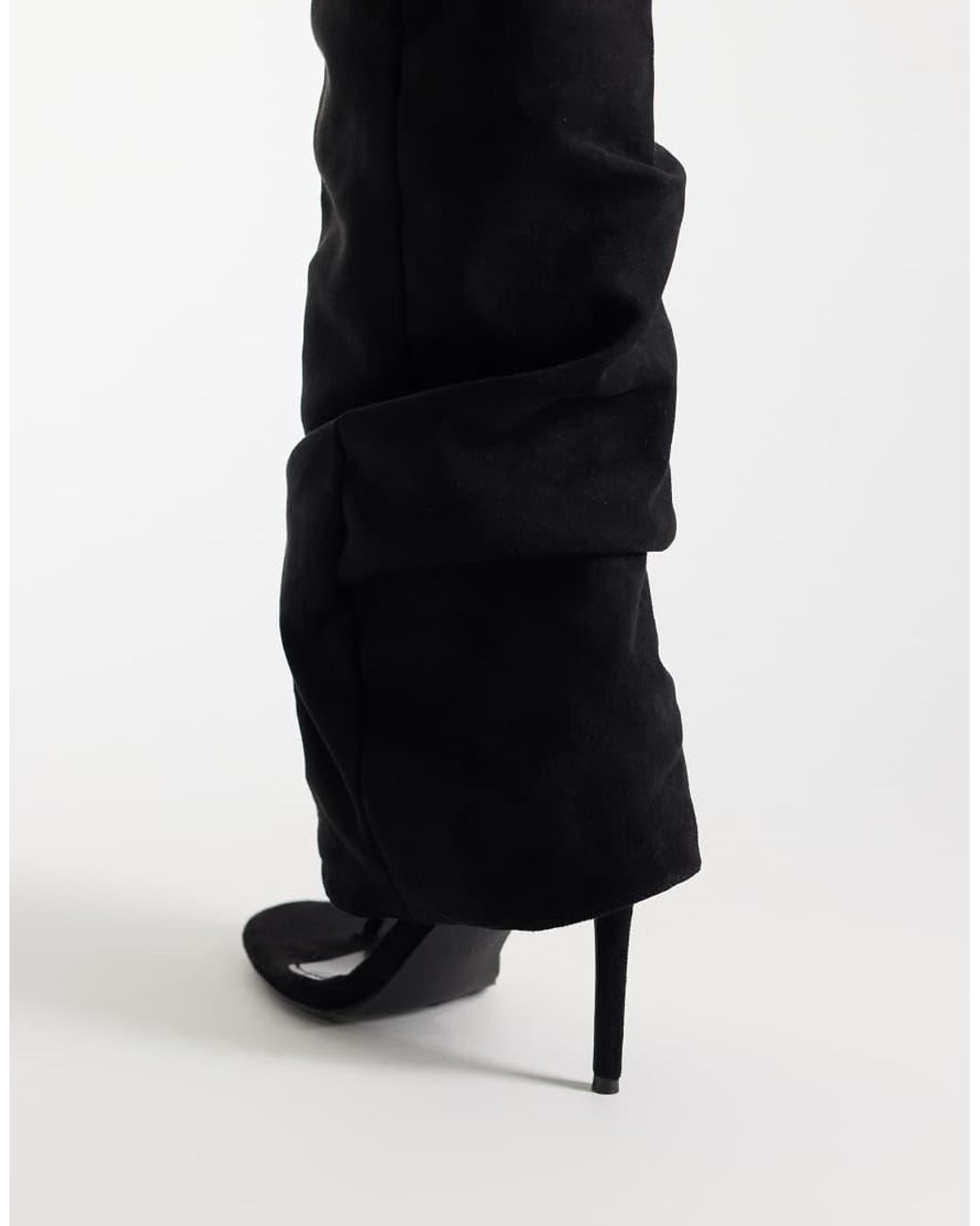 SIMMI Black Simmi London Conon Ruched Foldover Knee Boots