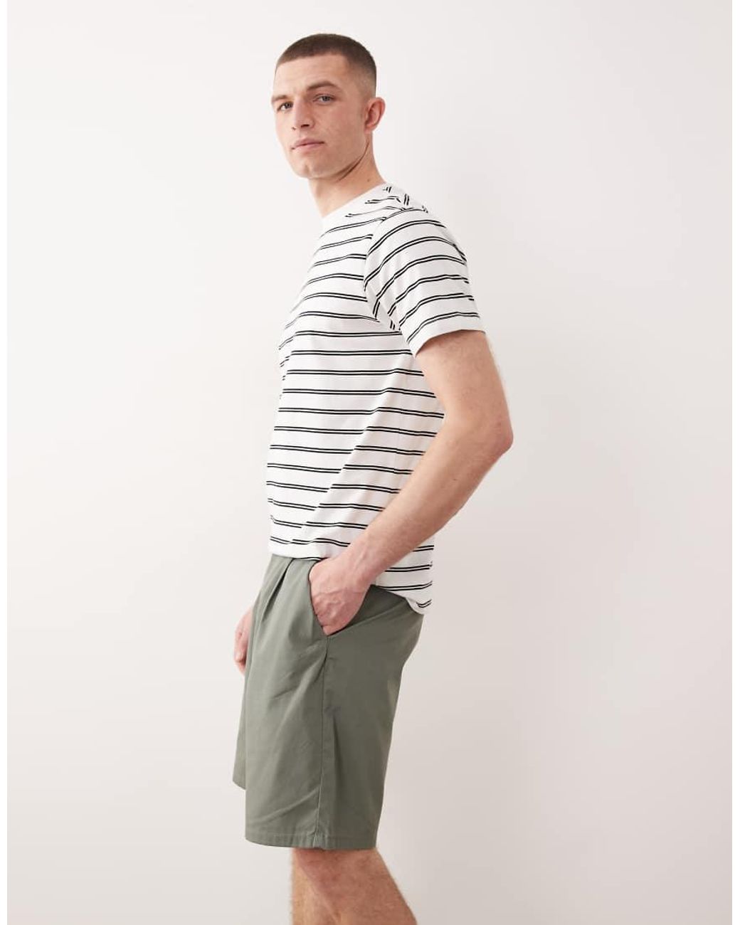 Only & Sons Natural Loose Fit Pleated Shorts for men