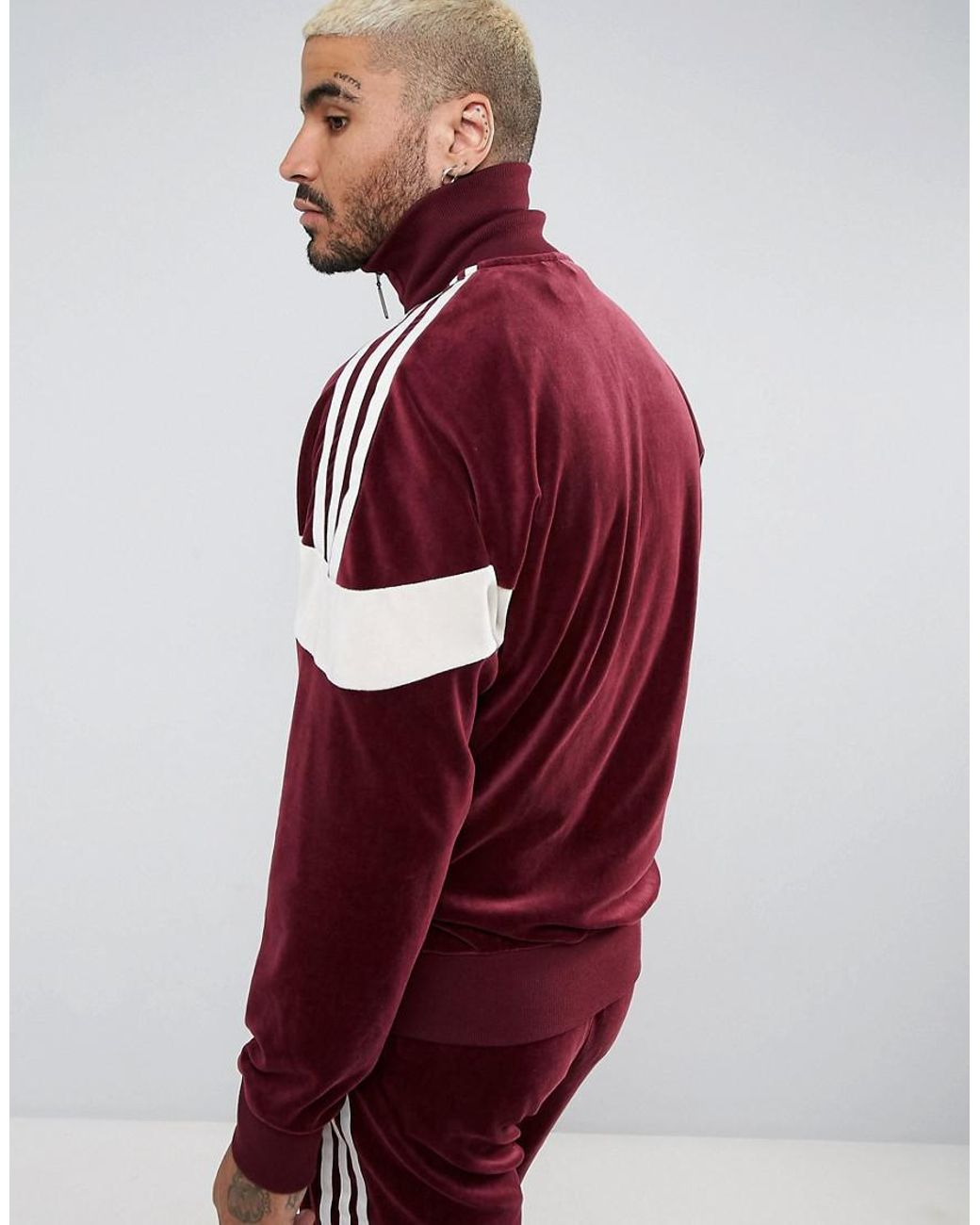 adidas Cotton Clr84 Velour Track Jacket In Red Bs4669 for Men | Lyst