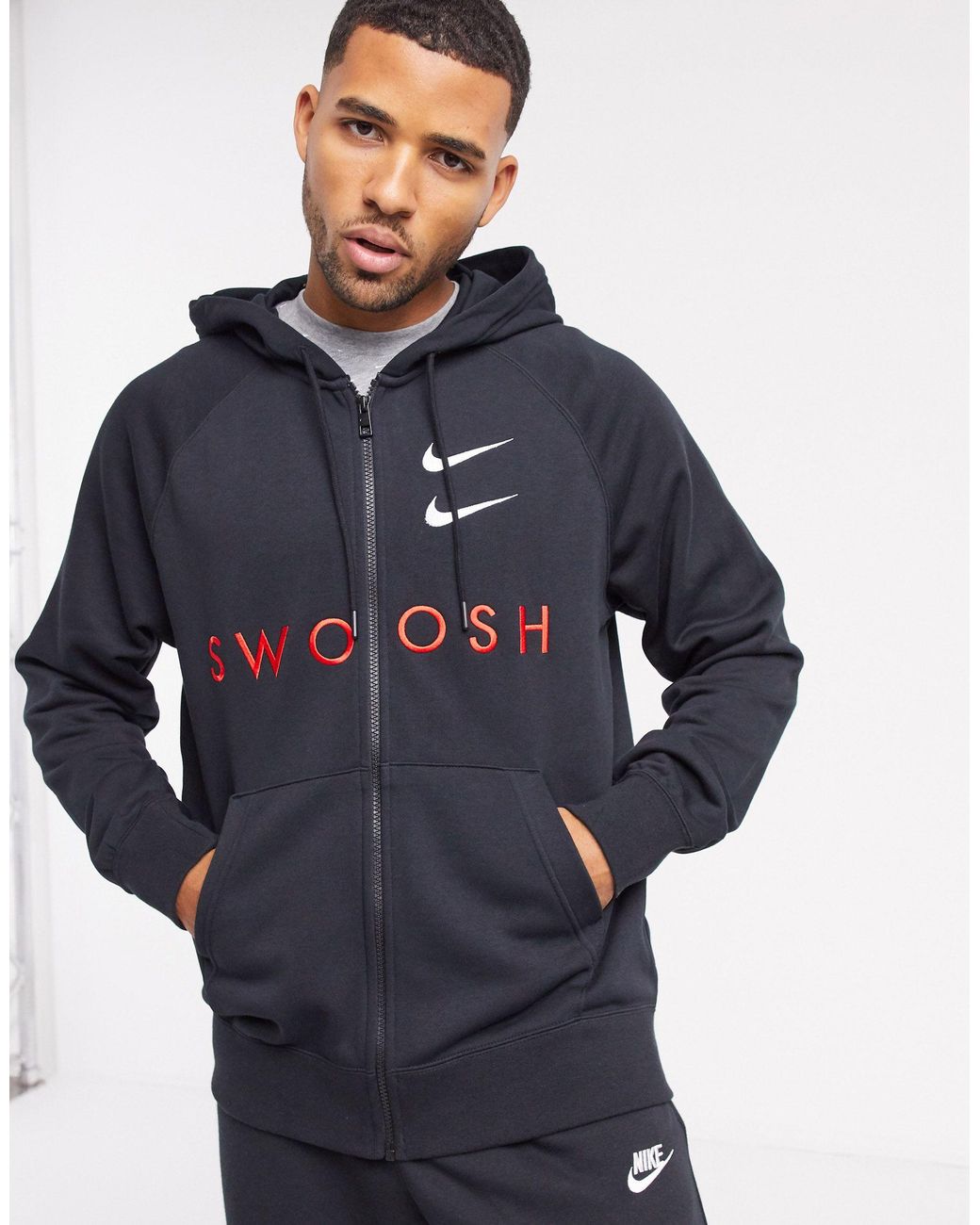 bancarrota rango libro de bolsillo Nike Double Swoosh Full-zip Hoodie in Black for Men | Lyst UK