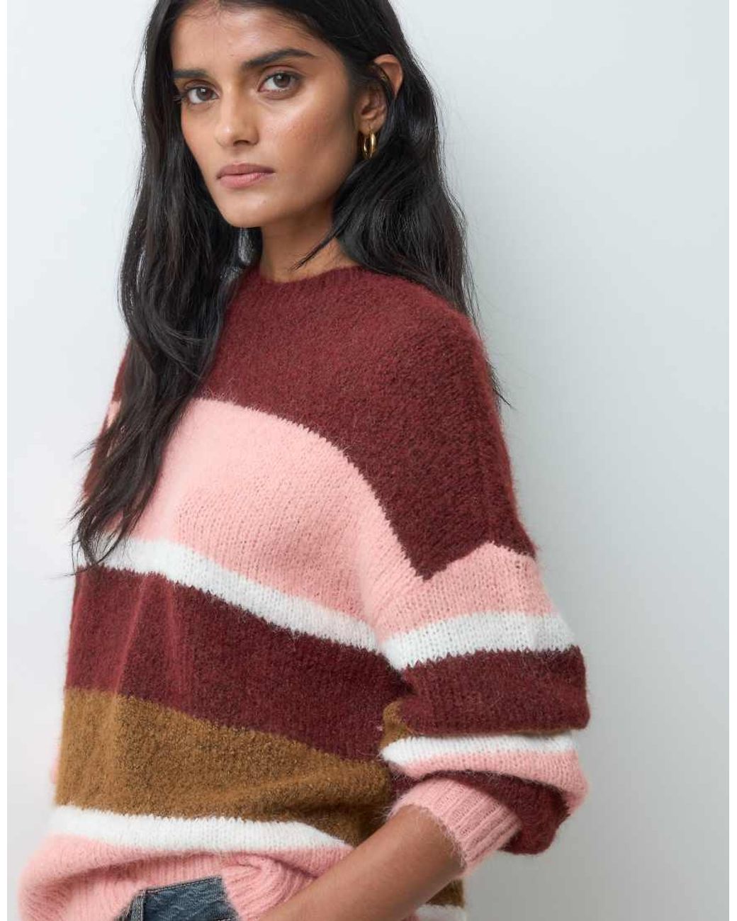 Jdy Blue Fluffy Crew Neck Knit Sweater