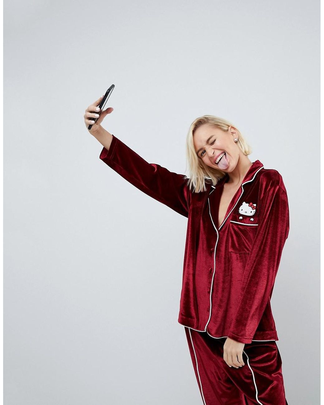 ASOS Hello Kitty X Velvet Pyjama Set 