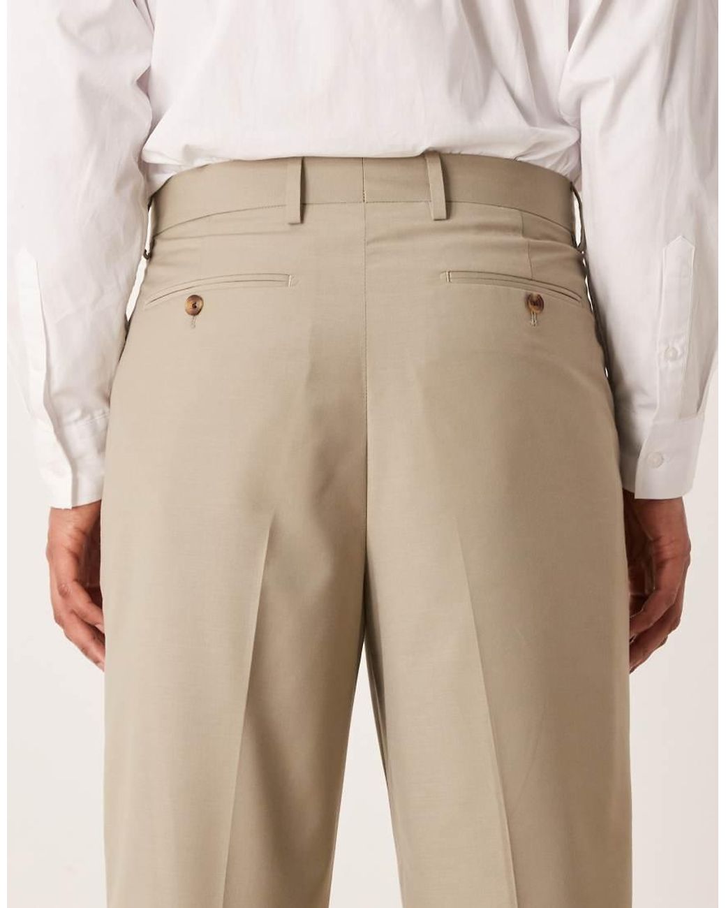 ASOS Natural Relaxed Tapered Suit Trousers for men