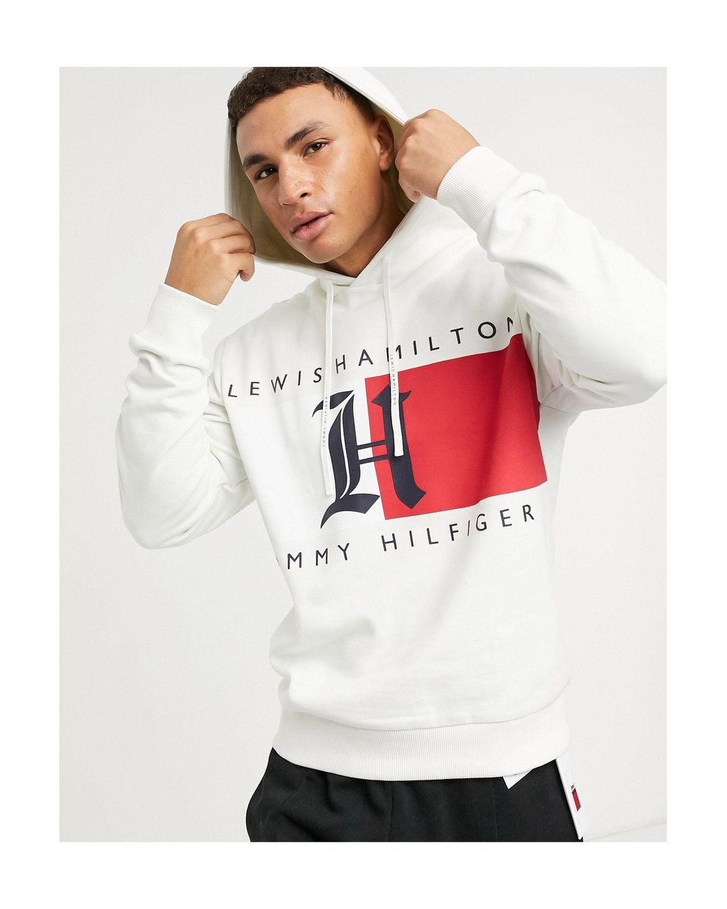 Tommy Hilfiger X Lewis Hamilton Fleece Logo Hoodie in White for Men | Lyst  UK