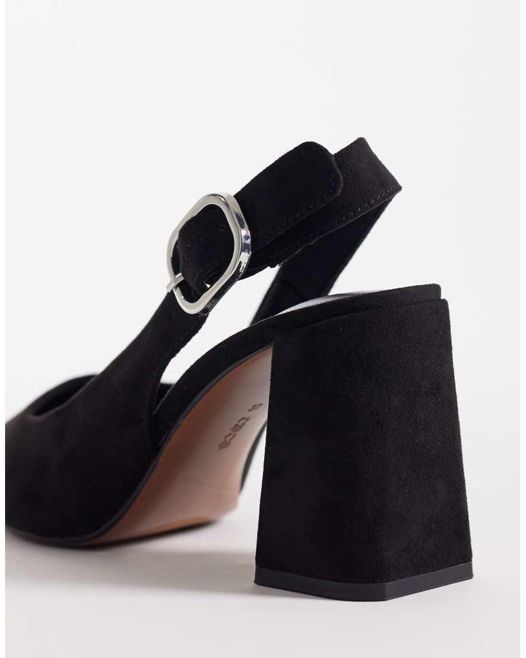 ASOS Blue Wide Fit Surrey High Block Heeled Slingback Pumps