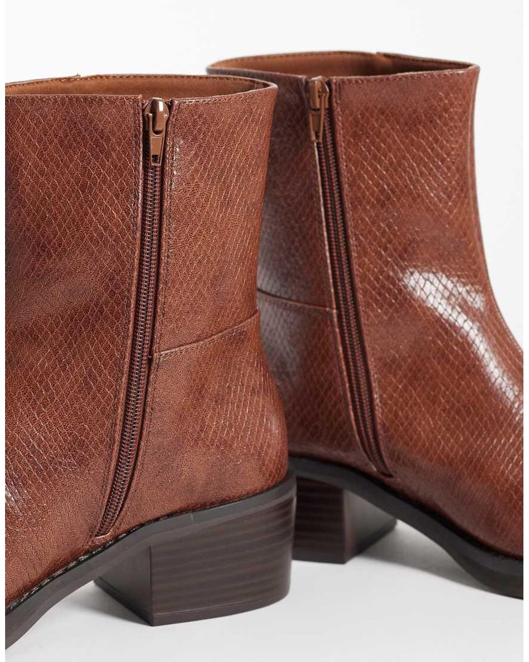 ASOS Brown Heeled Zip Up Boots for men