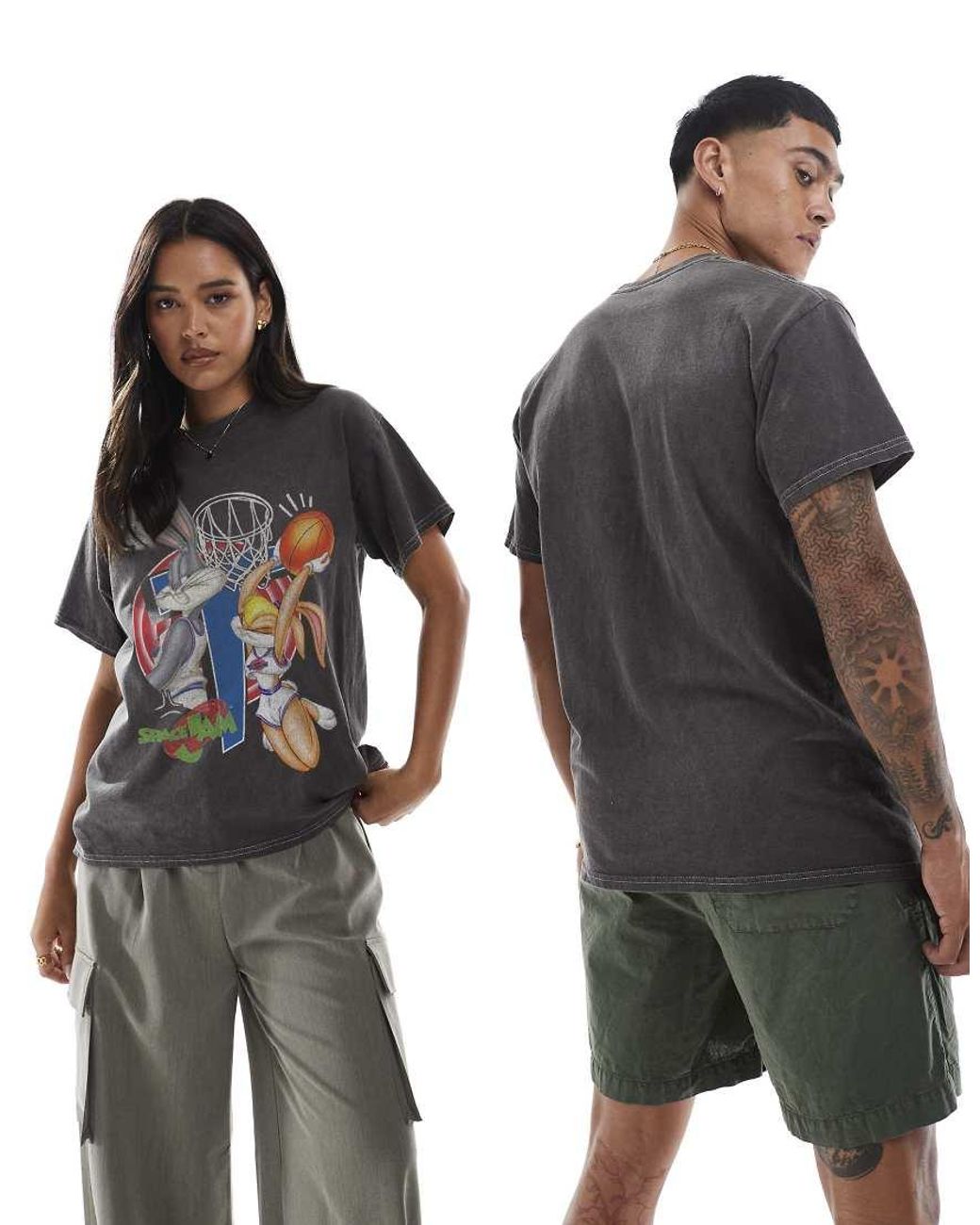 PRNT Black Space Jam Bugs And Lola Relaxed T-Shirt
