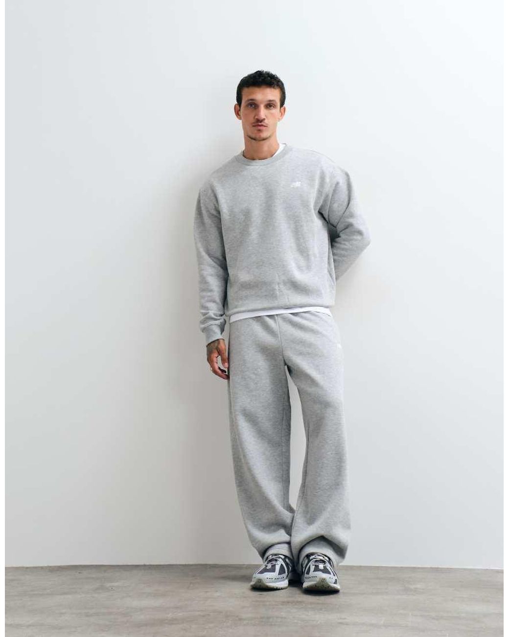 New Balance Gray Sport Essentials Fleece Trackpant for men