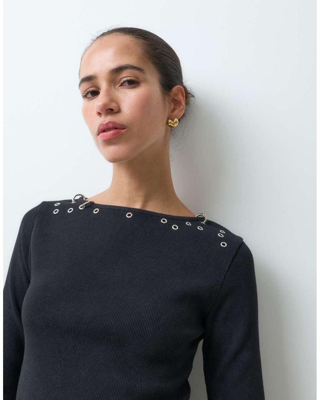 The Ragged Priest Blue Long Sleeve Top With Eyelet Detailing