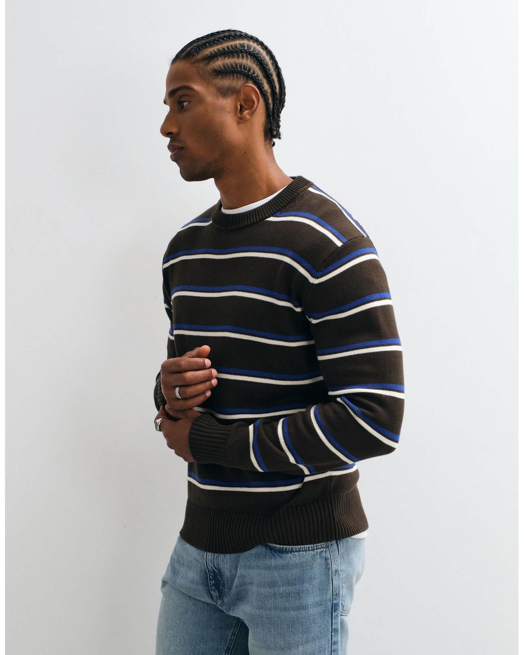 Mango Blue Light Knit Sweater for men