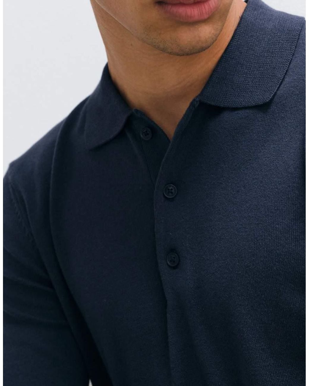 Blend Blue Knitted Polo Shirt for men
