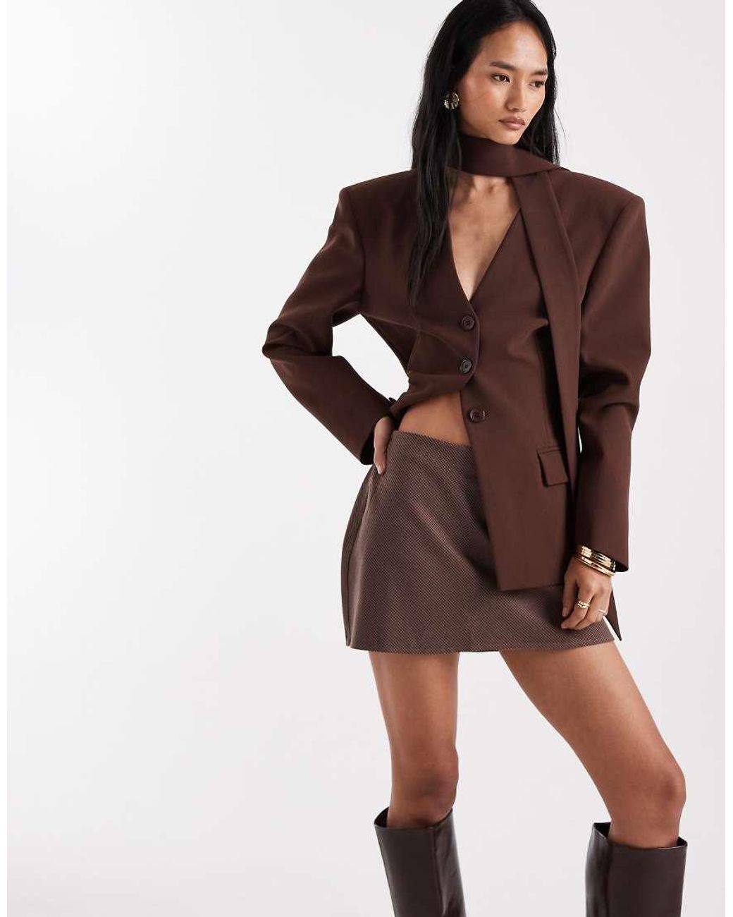 Hollister Brown Mid Rise Bias Cut A Line Mini Skirt