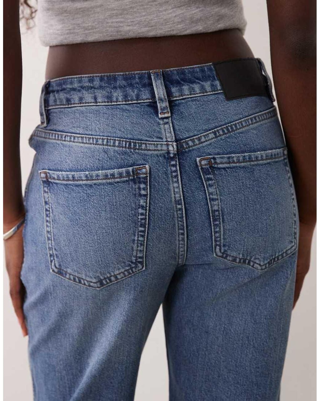 ASOS Blue Comfort Stretch Straight Leg Jeans With Rips