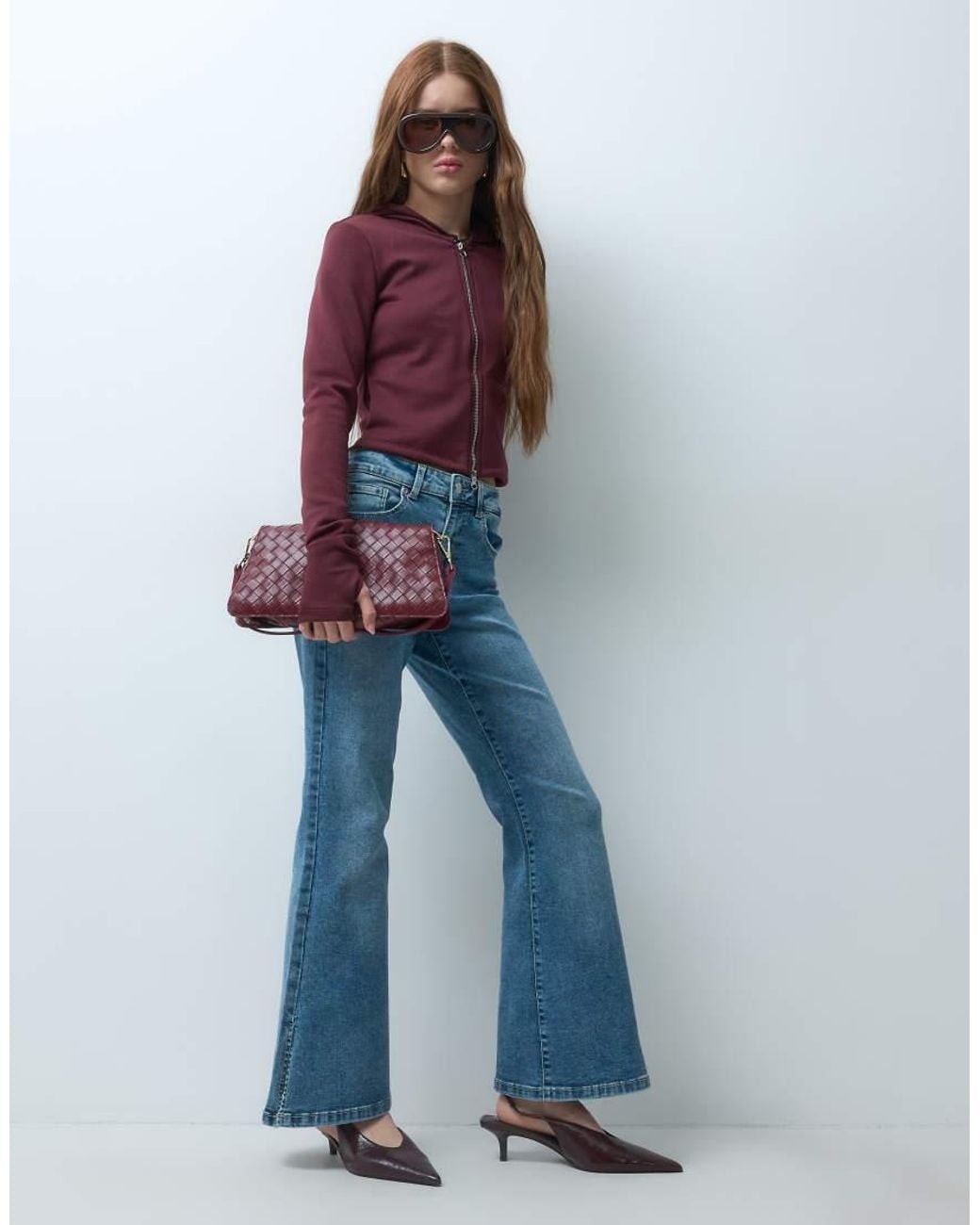 Vero Moda Blue Selina High Rise Flared Jeans