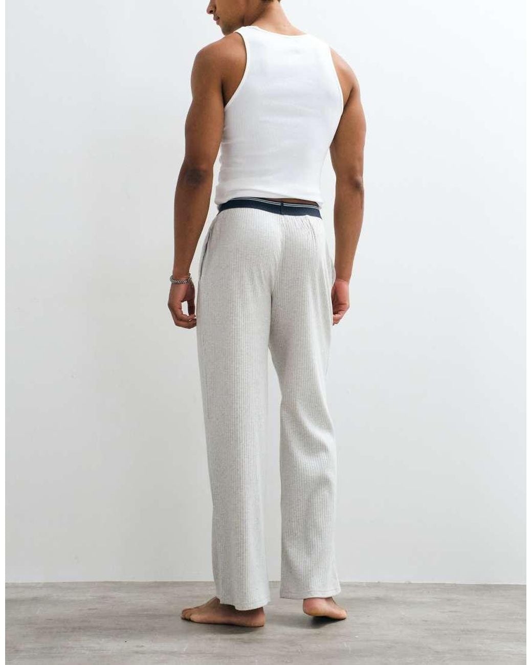 Calvin Klein Gray Cotton Pyjama Pants With Logo Waistband for men