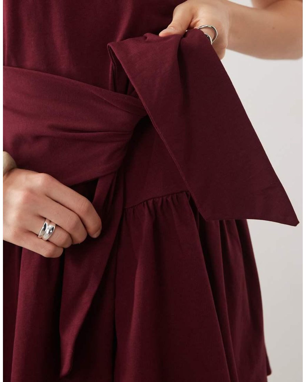Miss Selfridge Red Tie Waisted Mini Dress
