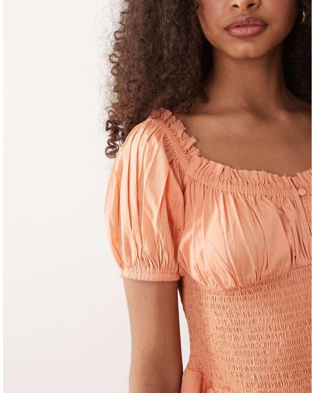 ASOS Pink Shirred Playsuit With Ruffle Shorts