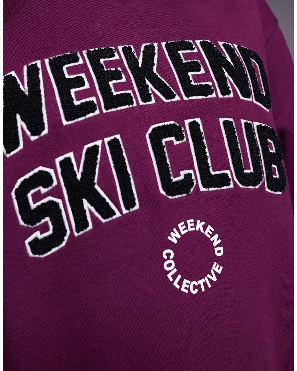 ASOS Purple Weekend Collective Heavyweight Sweatshirt With Ski Club Design