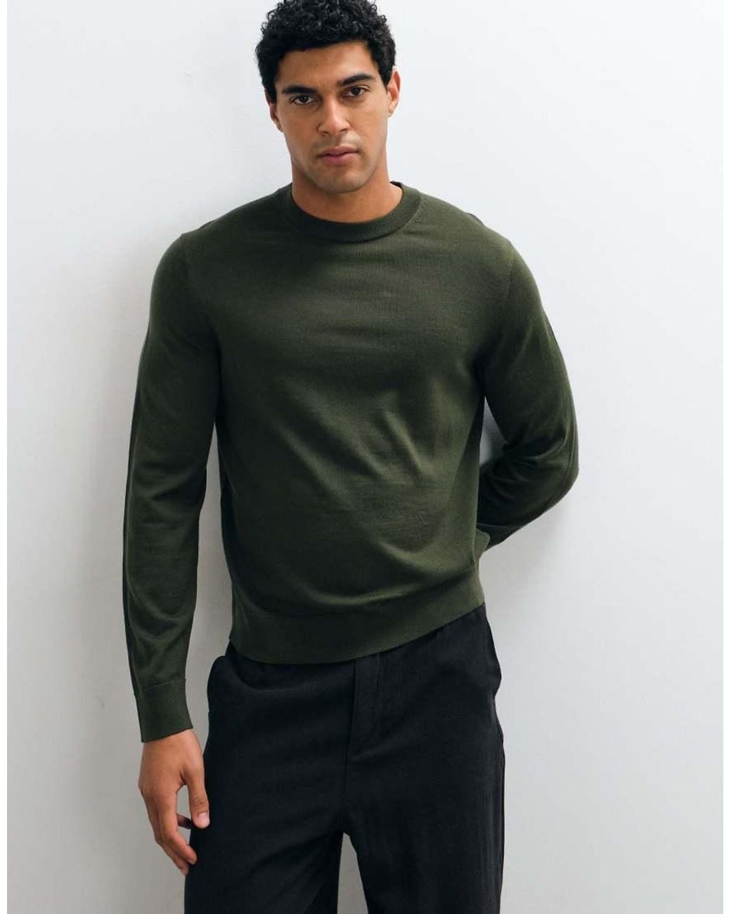 ARKET Green Merino Wool Crew Neck Jumper for men