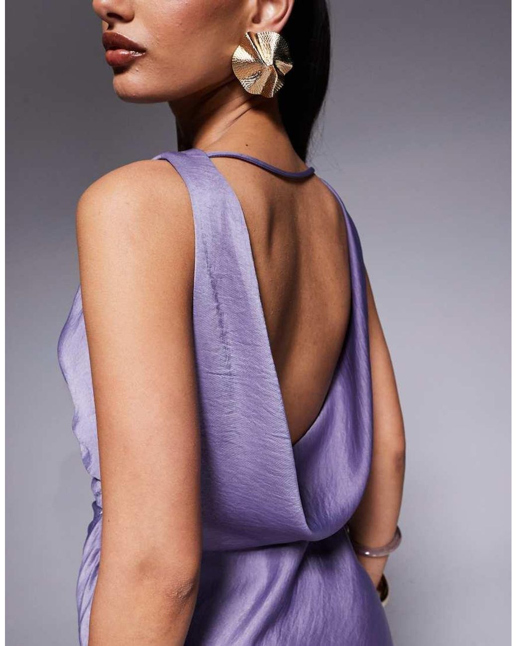 ASOS Drape Bodice Maxi Dress With Cowl Back Detail in Purple | Lyst UK