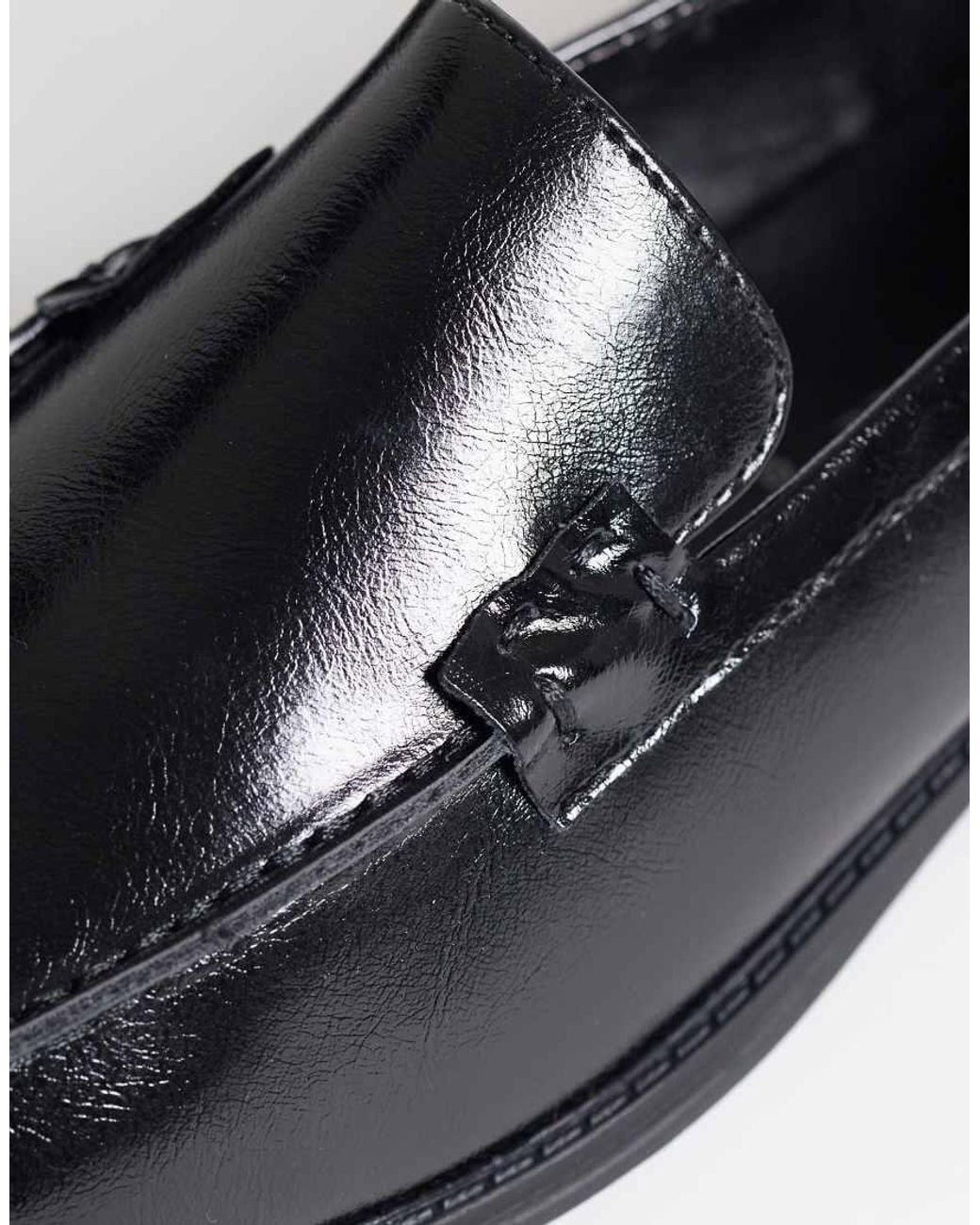London Rebel Black Sian Square Toe Loafers