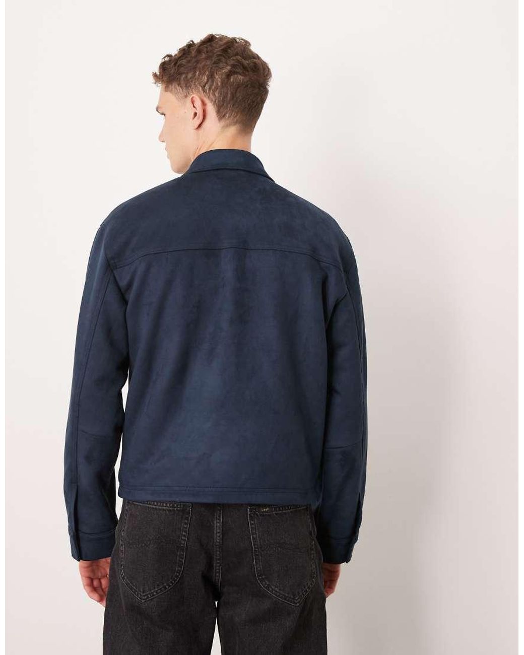 Abercrombie & Fitch Blue Lightweight Cropped Vegan Suede Jacket for men