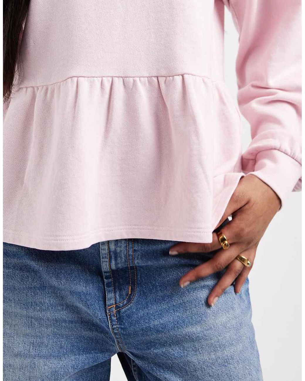 Miss Selfridge Pink Ruffle Hem Sweatshirt