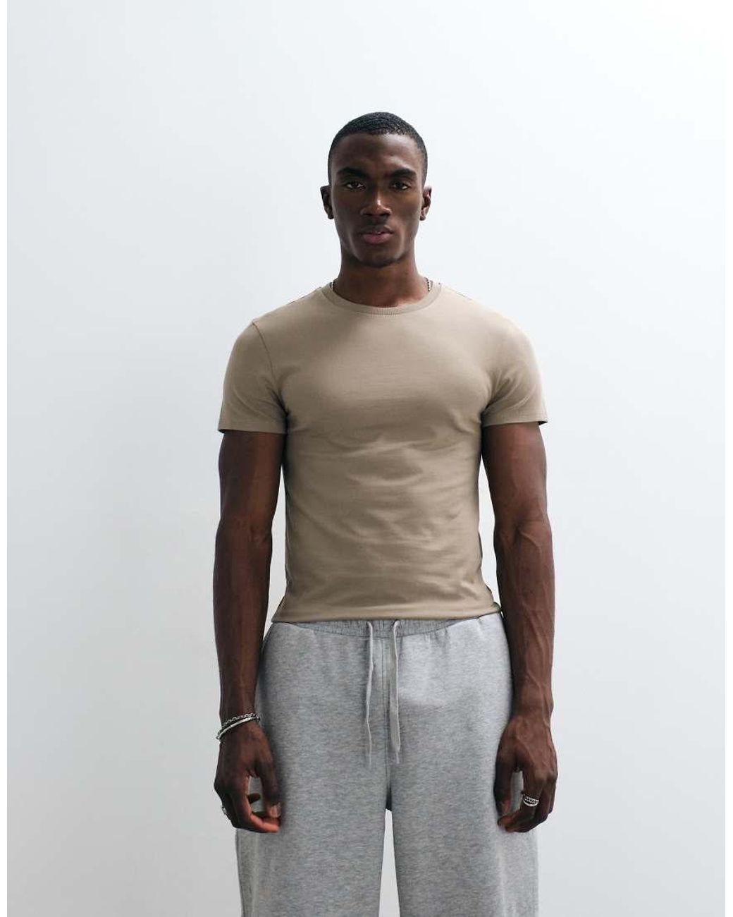 Collusion Brown Shrunken T-Shirt for men
