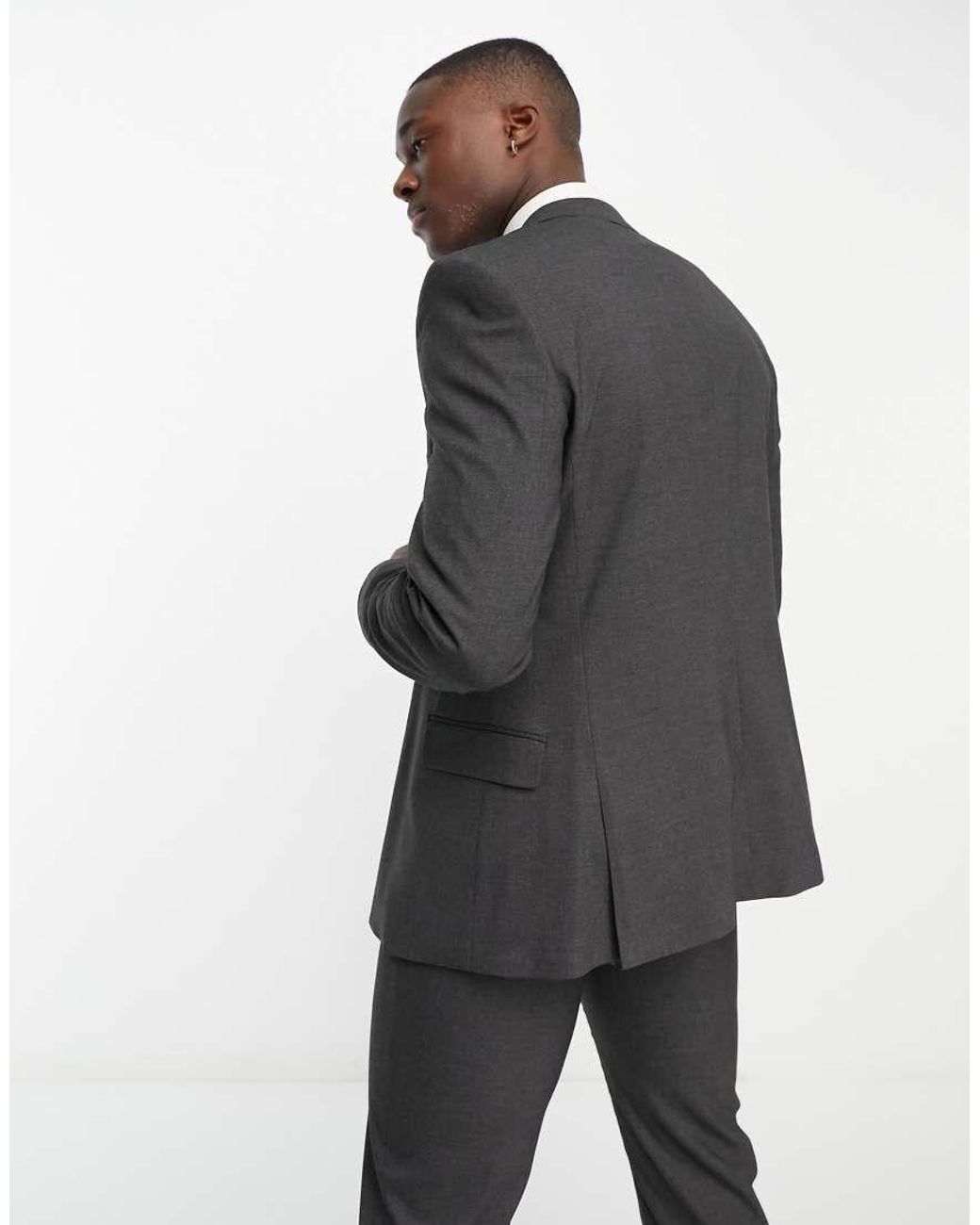 Chaqueta De Traje De Corte Slim En Antracita De -Gris ASOS de hombre de color Black