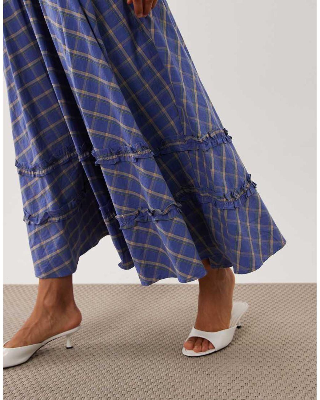 Sister Jane Blue Lumina Cotton Ruffle Detail A Line Maxi Skirt Co-Ord