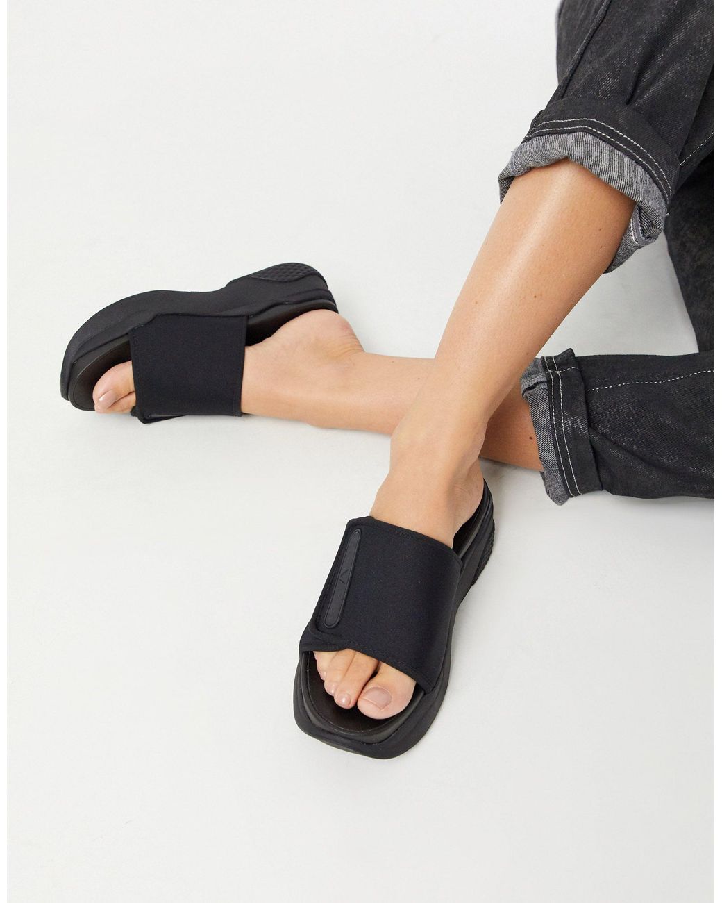 Vagabond Shoemakers Lori Adjustable Strap Chunky Slides in Black Lyst Australia