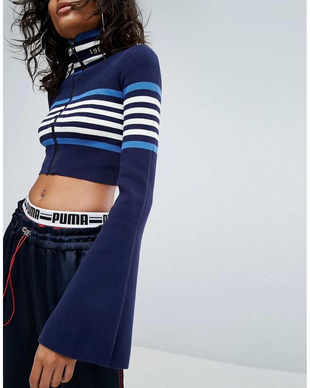 X Fenty Cropped Turtleneck Zip Sweater in | Lyst