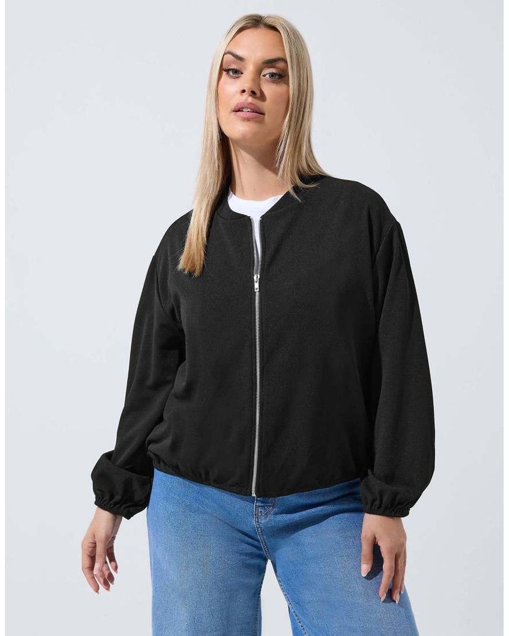 Yours Clothing Blue Zip Bomber Jacket