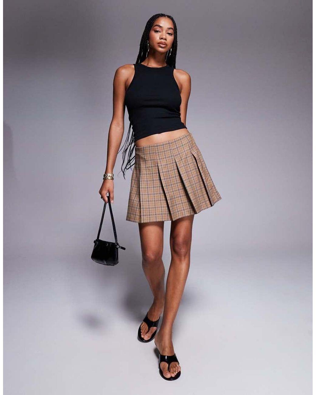 ASOS Blue Tailored Pleated Mini Skirt
