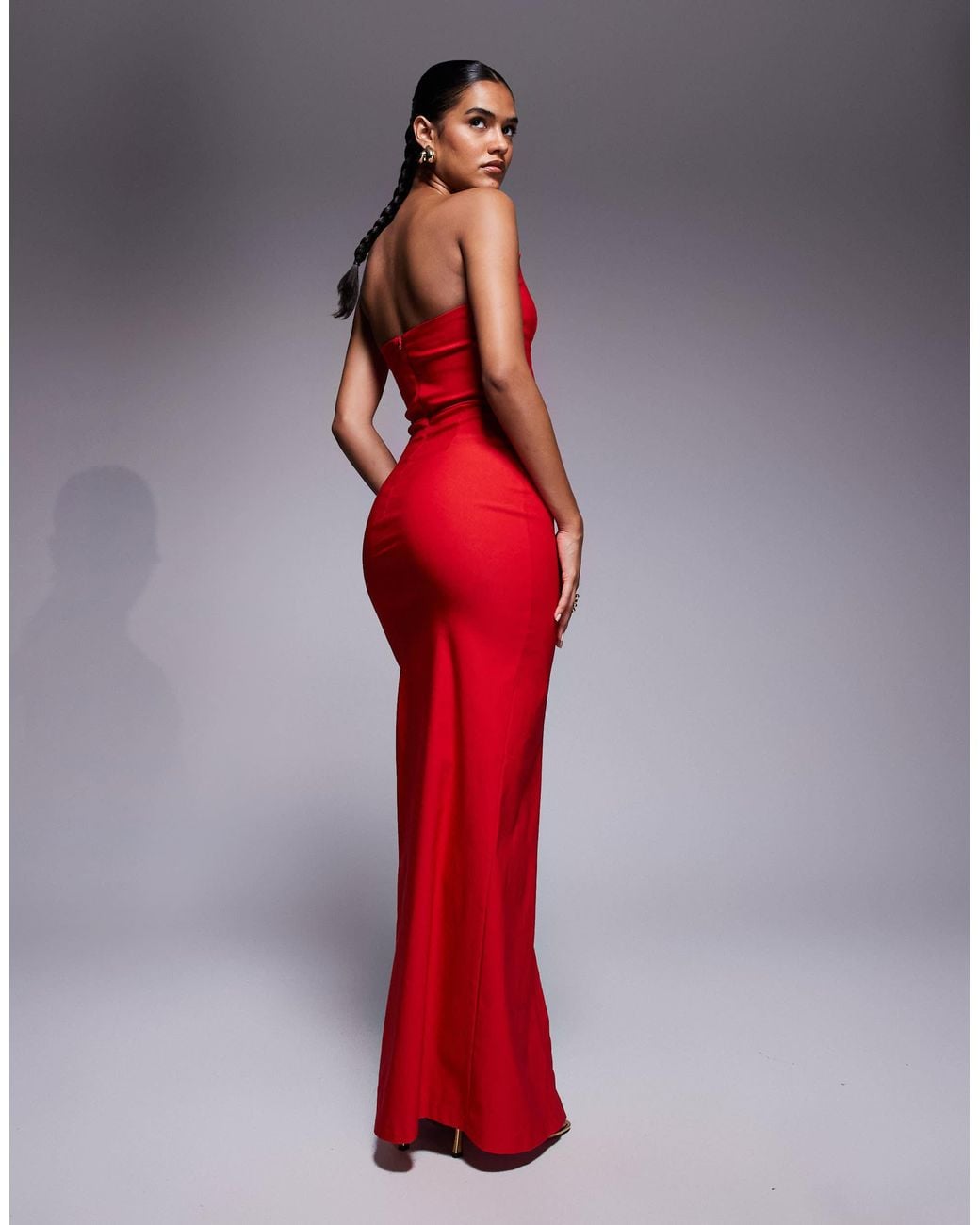 open lace back dress Red Halter O-Ring Cut Out Strap Slit Dress main image 0