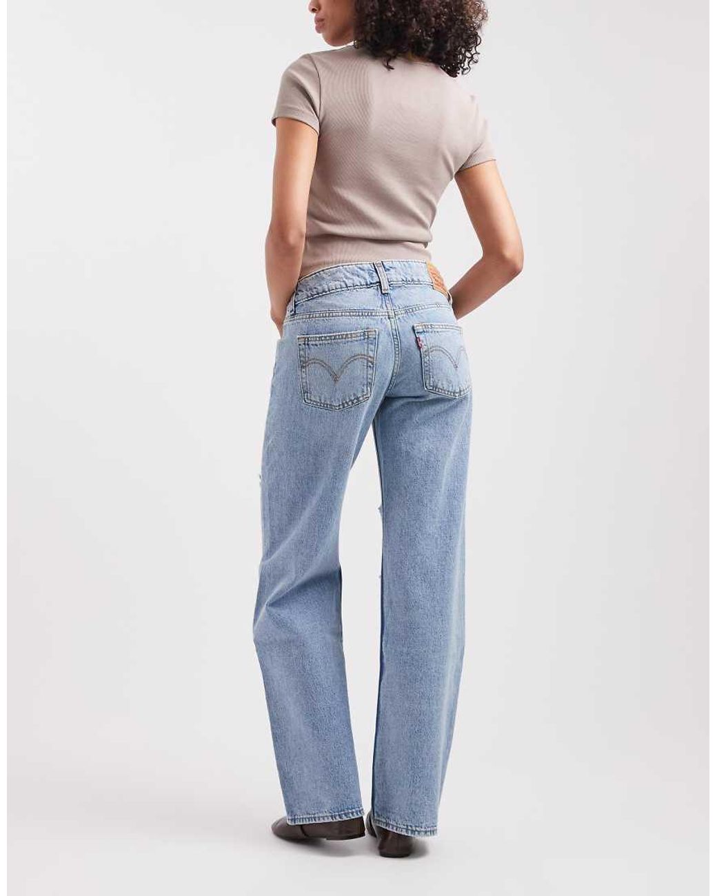 Levi's Blue Superlow Loose Jeans With Rips