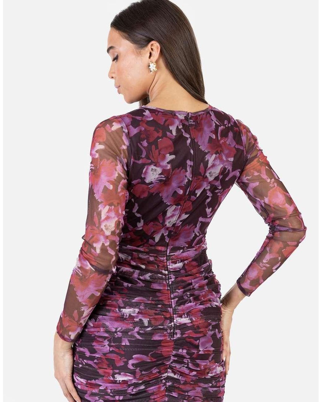 ANAYA Purple Floral Ruched Maxi Dress